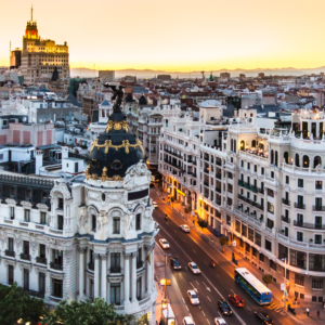 View of Madrid's Metropolis Building.