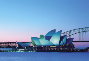 The Sydney Opera House is a multi-venue performing arts center at Sydney Harbor. 