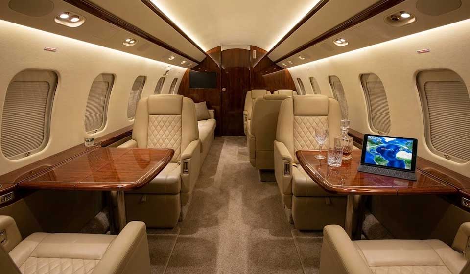 Intérieur Cabine Jet Privé Luxe Global 6000.