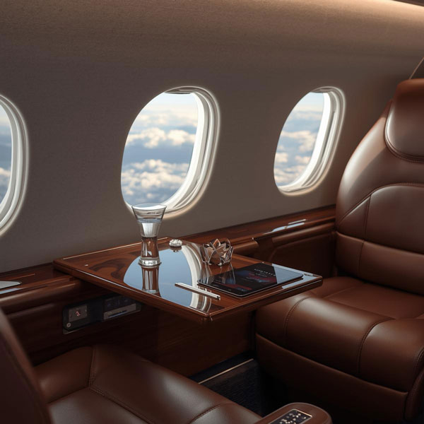 A private jet flying above the clouds, representing the best private jet charter service available.