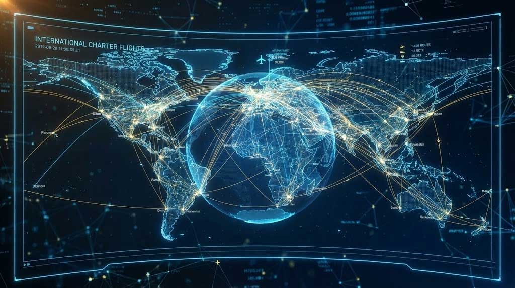 Global Connectivity Map Showing International Charter Flight Routes.