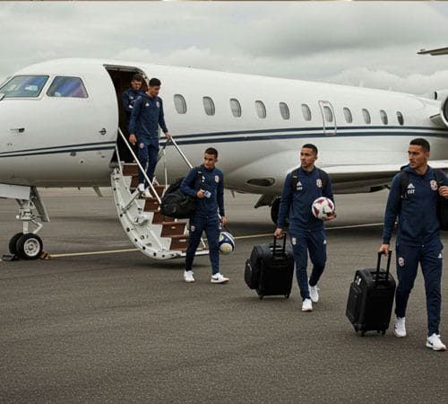 A Large Aircraft On The Tarmac, Ideal For A Sport Private Jet Charter Carrying Teams And Equipment.